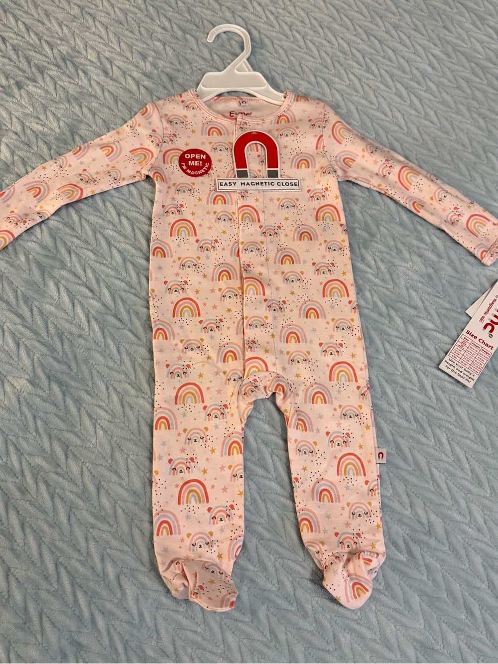 Magnetic Me Pink Rainbow Print Magnetic-Closure Footie